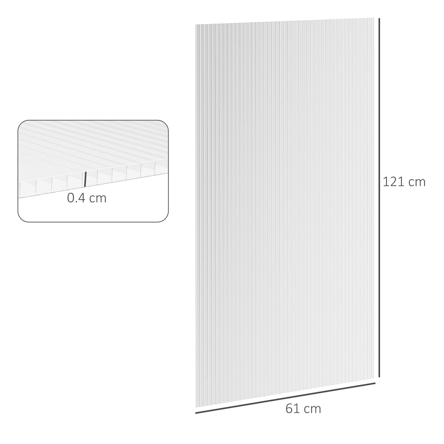 14 Piece Polycarbonate Sheets, 121 x 61 x 0.4cm Twin-Wall Plastic Roofing Sheets, 10m² Replacement Greenhouse Panels, Waterproof, UV Protection, Clear