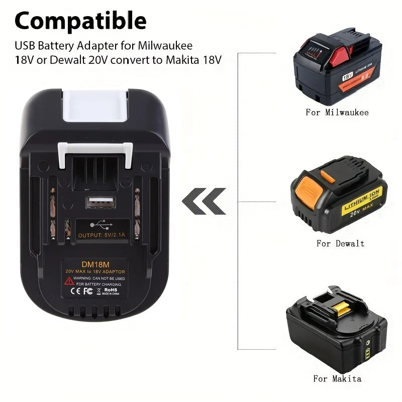 Electric Tools Power Battery Adapter DM18M Compatible For DEWALT DCB200 20V Lithium For Makita Bl1830 Bl1850 Converter Connector