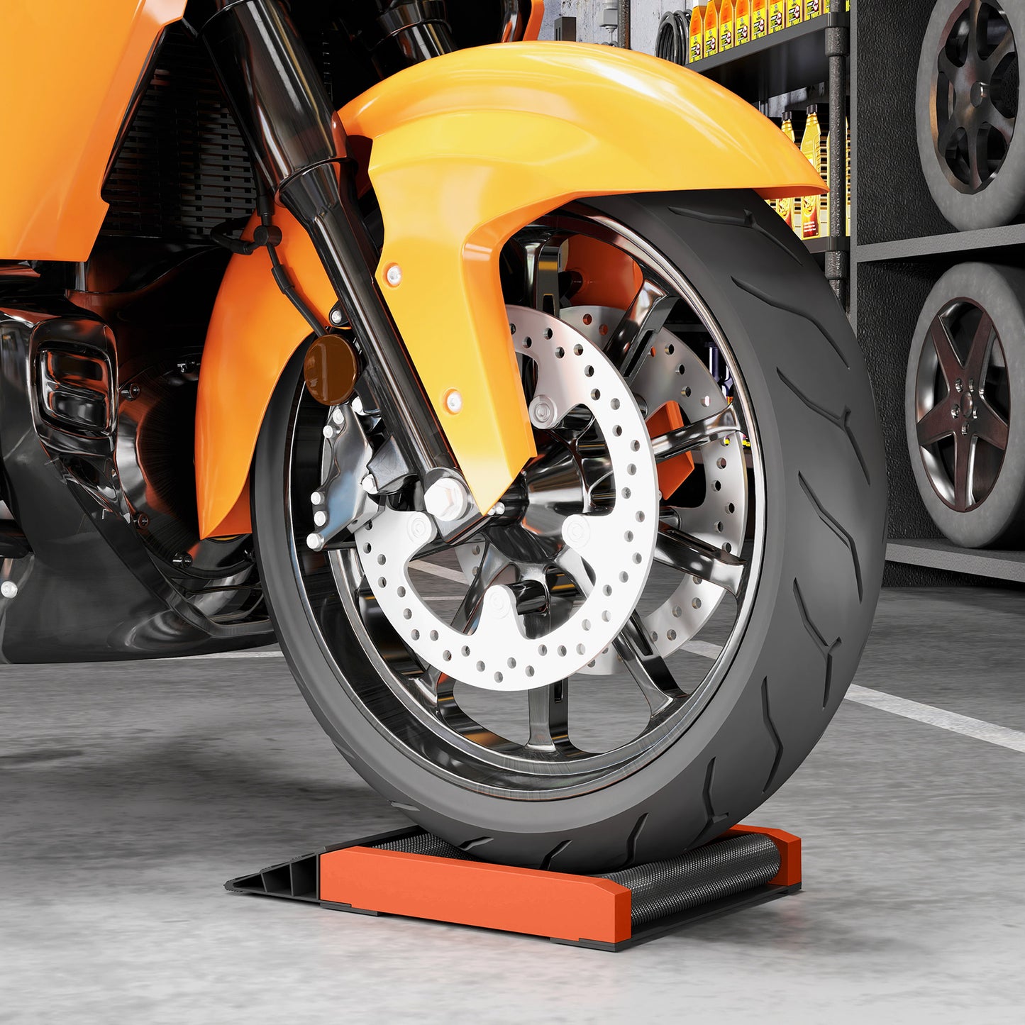 Motorcycle Wheel Cleaning Roller Stand with Aluminium Alloy Frame and Rollers, Maintenance Stand for Tyre Cleaning and Chain Lubrication, Fit Tyre Width < 180mm, Bikes < 500lb