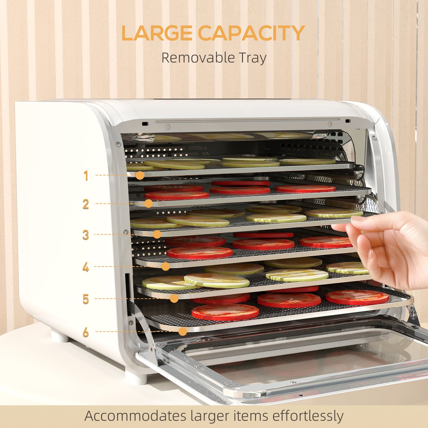 35-70°C Six-Tray Food Dehydrator - White / Black