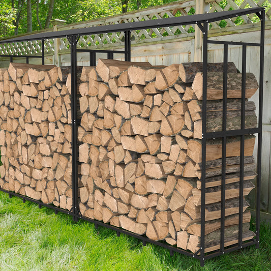 Extra Large Tall Outdoor Firewood Log Rack With Cover Heavy Duty Square Strong Stand Rack with Waterproof Cover for Fireplace Garden
