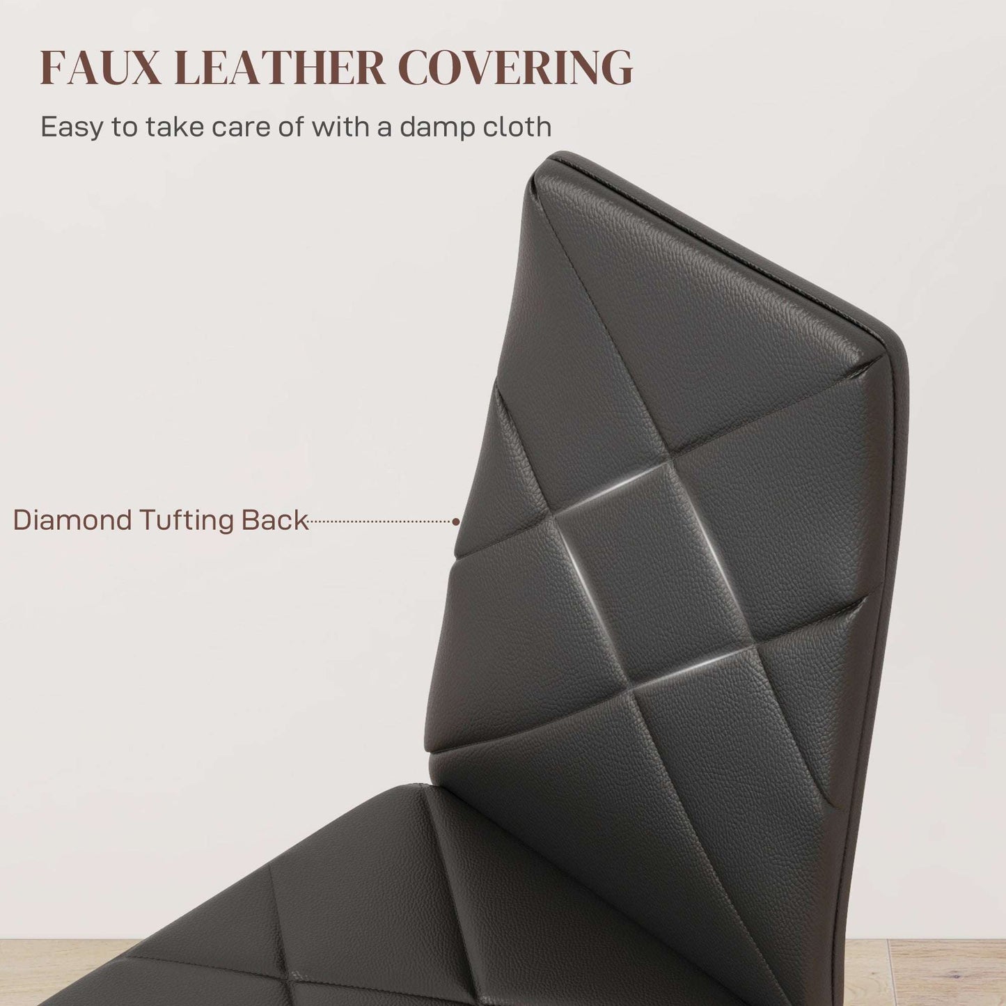 Set of 6 Faux Leather Dining Chairs - Black