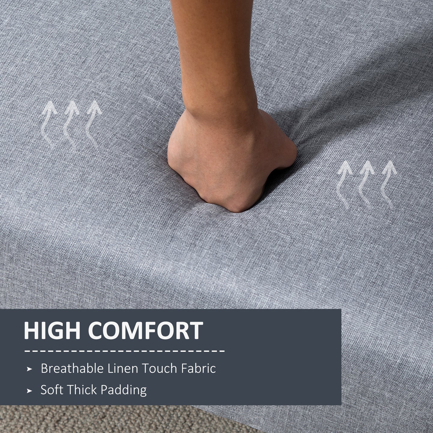Two-Seater Sofa Bed, with Split Back - Light Grey