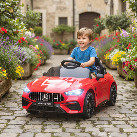AIYAPLAY Licensed Mercedes AMG Kids Electric Car, 12V Ride On Car with Dual Motors, Remote Control for 3-6 Years