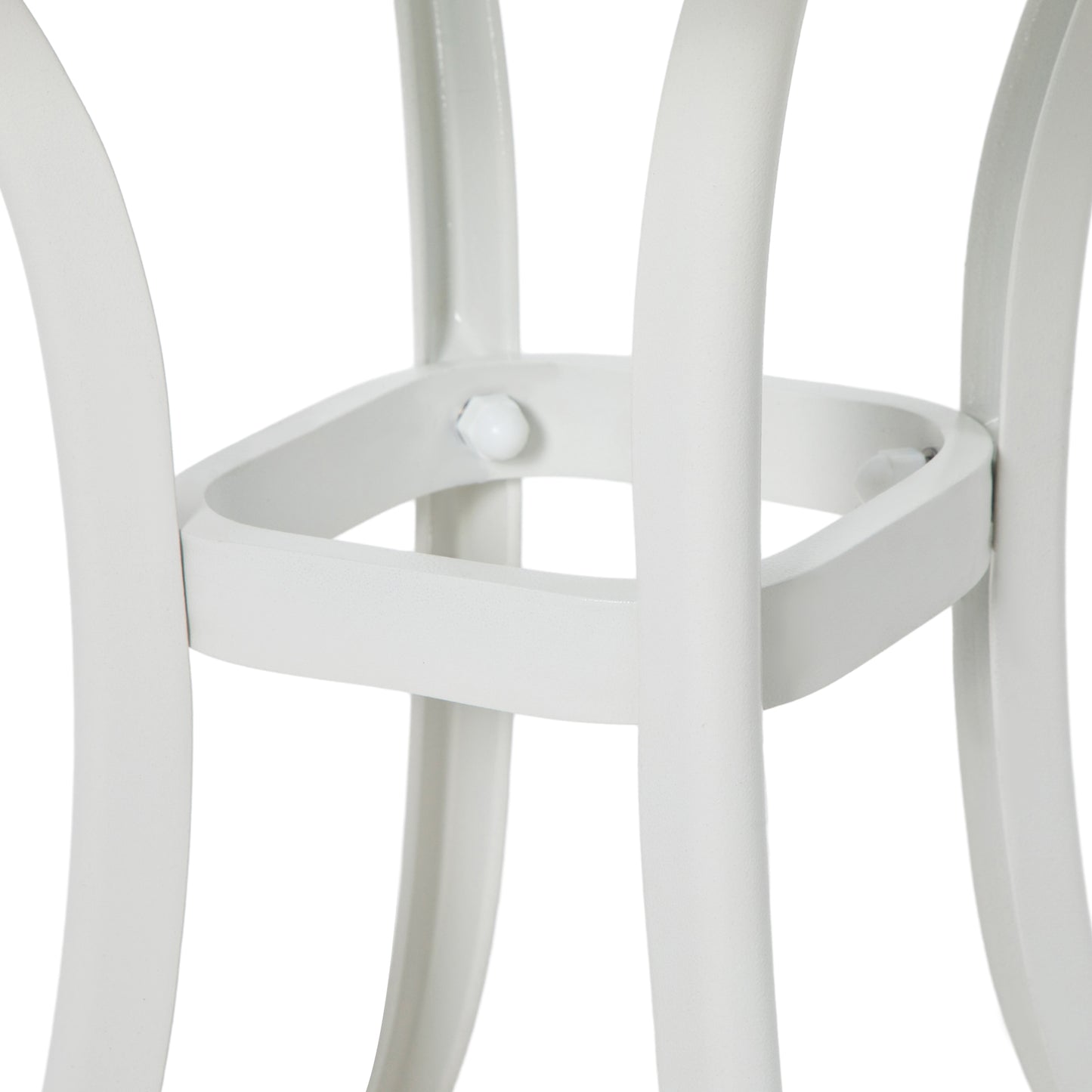 Cast Aluminium Garden Bistro Side Table | 53x53x53cm | Floral Cut-Out Design | Umbrella Hole 3.5cm | Curved Legs | Adjustable Feet | 50kg | White
