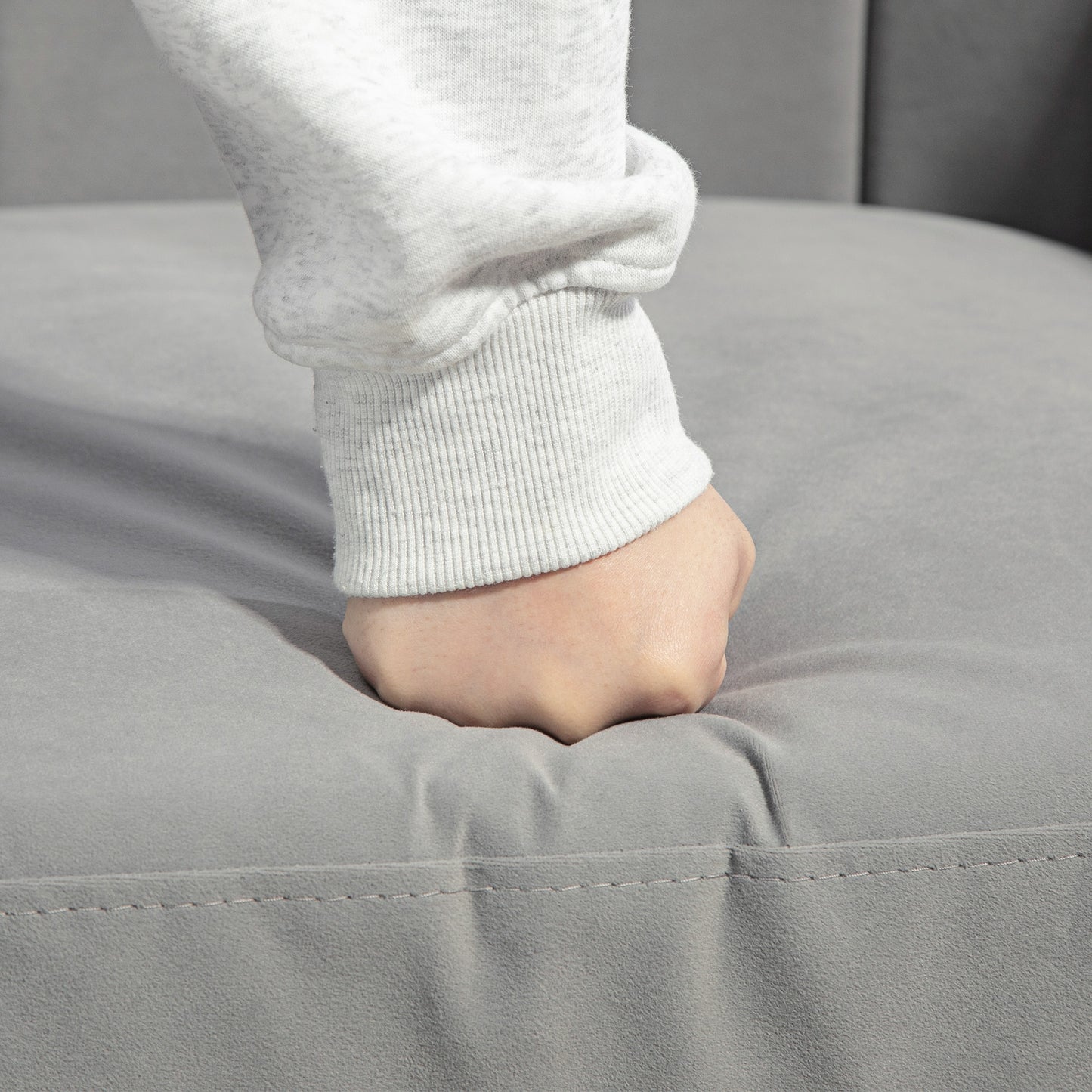 Velvet-Feel Shell Back Accent Chair - Grey