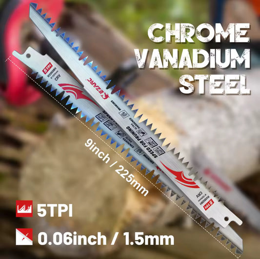 EZARC Reciprocating Saw Blades 9'' Wood Pruning Saw Blades 5 Ground Teeth Pruning Blades for Cutting Trimming