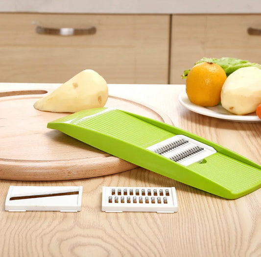 Stainless Steel Mandoline Slicer | 3 Interchangeable | Julienne Cutter | Potato Carrot Cucumber | Kitchen Food Prep