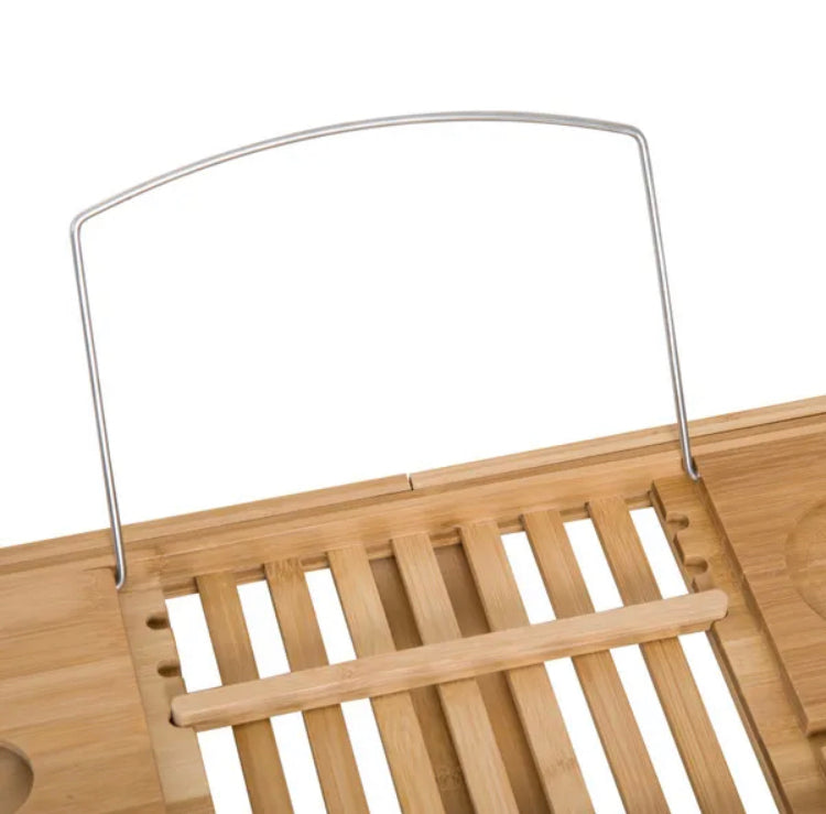 Natural Extendable Bathtub Caddy Tray Bamboo Bath Tub Storage Rack Shelf Holder Bathroom