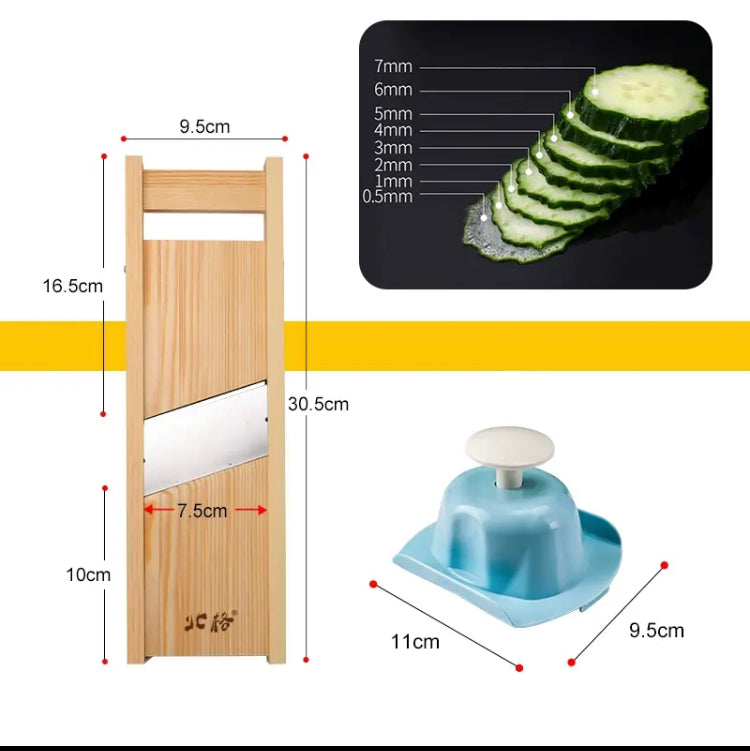Wooden Vegetables Fruit Salad Cutter Adjustable 0.5-7mm Slicer Chopper Tomato Onion Cabbage Shredder Chip