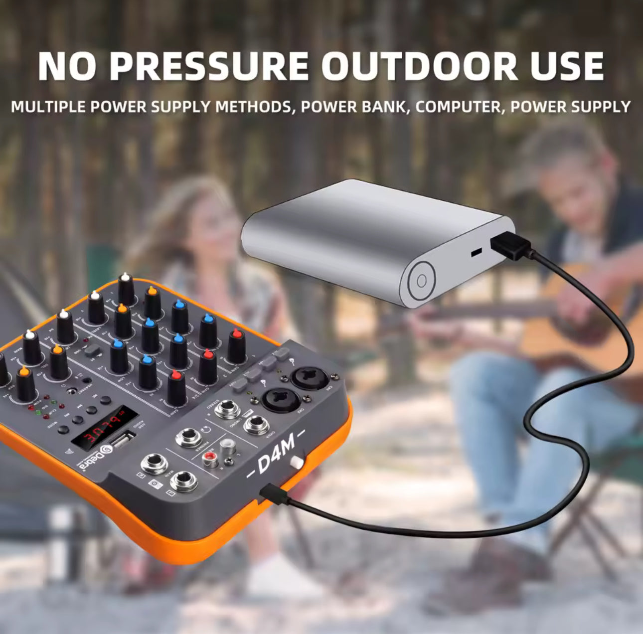 Debra 4 Channel Mixer DJ Console D4M Audio Interface With Reverber Bluetooth 5.0 48V Sound Card For PC Recording Karaoke Singing