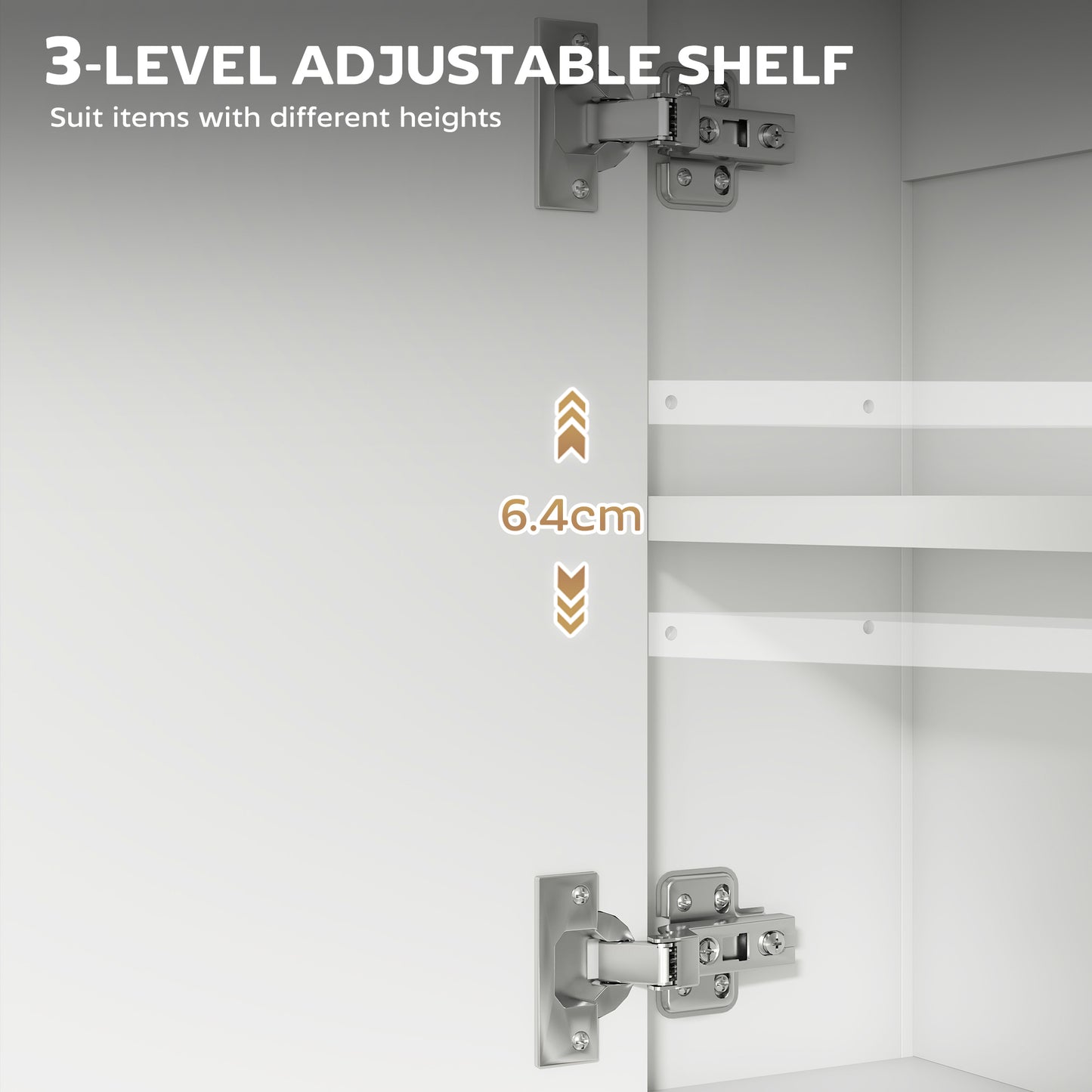 Bathroom Mirror Cabinet with Soft-Close Doors and Adjustable Shelf - White