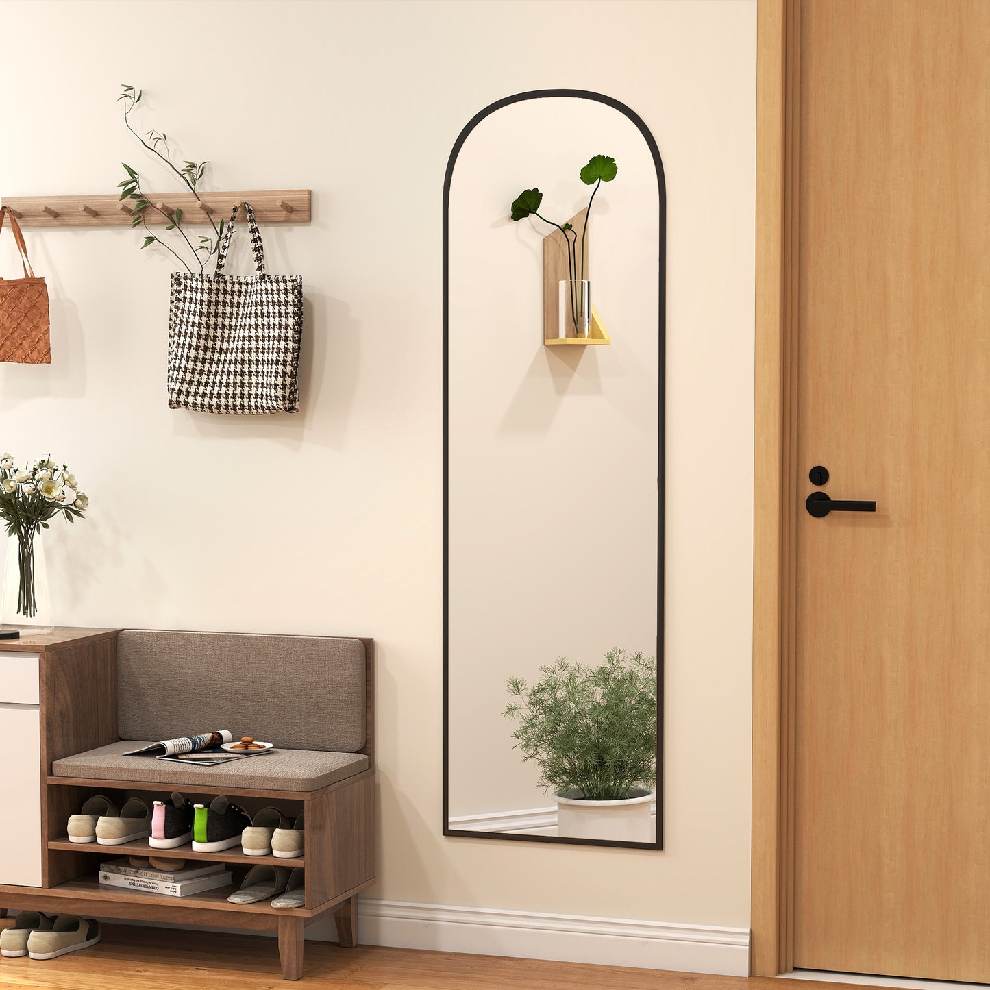 165cm Aluminium Frame Standing Mirror - Black