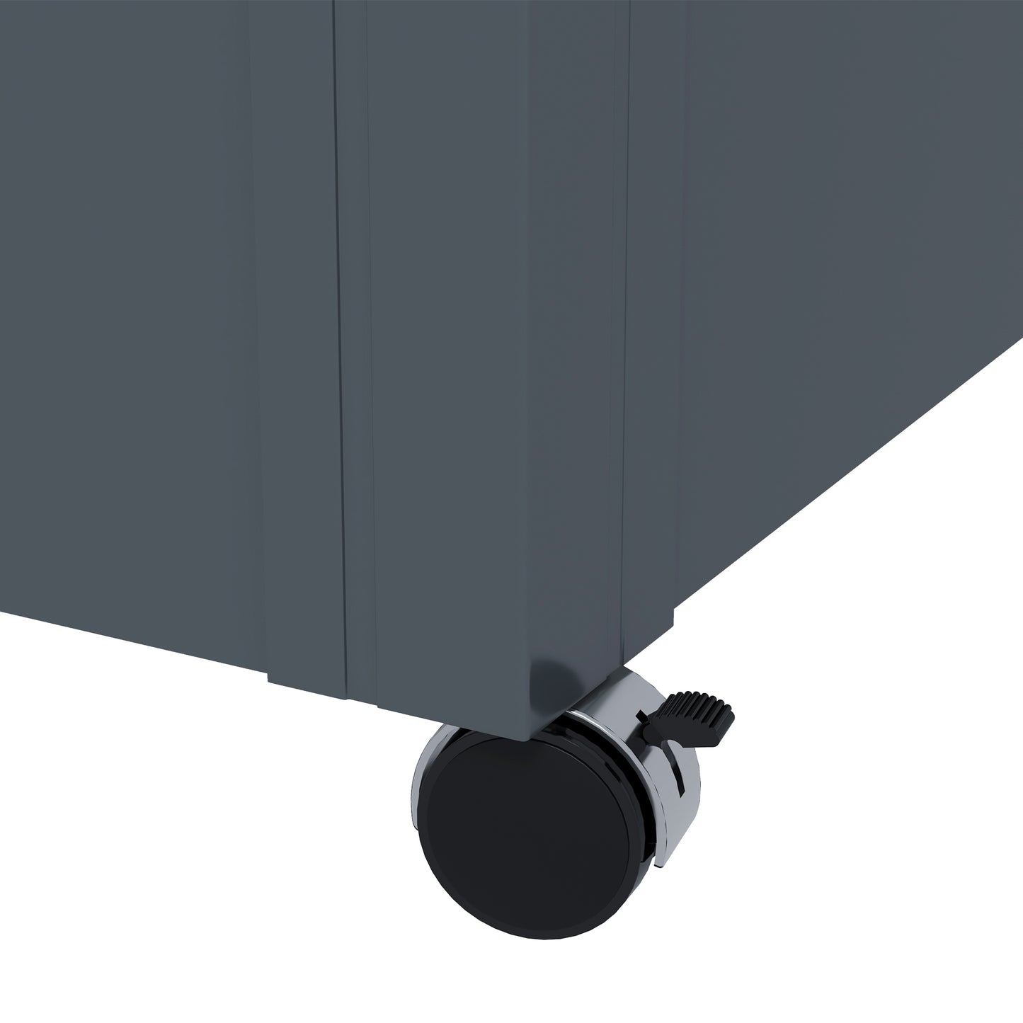 331 Litre Garden Waterproof Outdoor Storage Box With Wheels And Handles, Lockable Galvanised Steel Outside Deck Box Organiser - Dark Grey