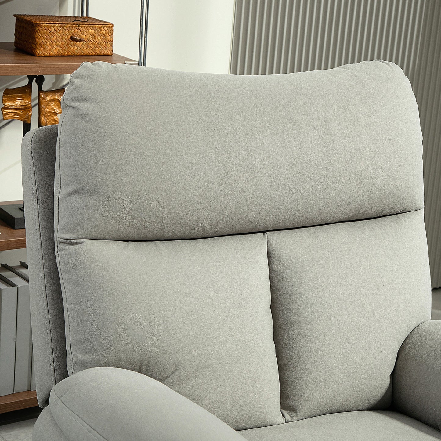 140° Manual Reclining Armchair, with Footrest - Grey