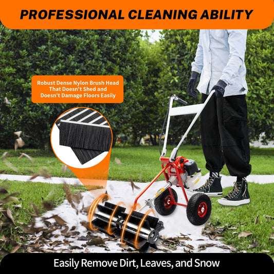 Grass Sweeper Portable 2-stroke 43cc Grass Brush Electric Broom Hand-held Lawn Sweeping Tool Petrol Powered