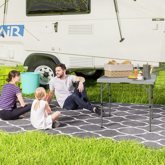 3ft Folding Camping Table, Heavy Duty Picnic Table with 2 Adjustable Height for Indoor Outdoor Garden, Party, BBQ, Dark Grey