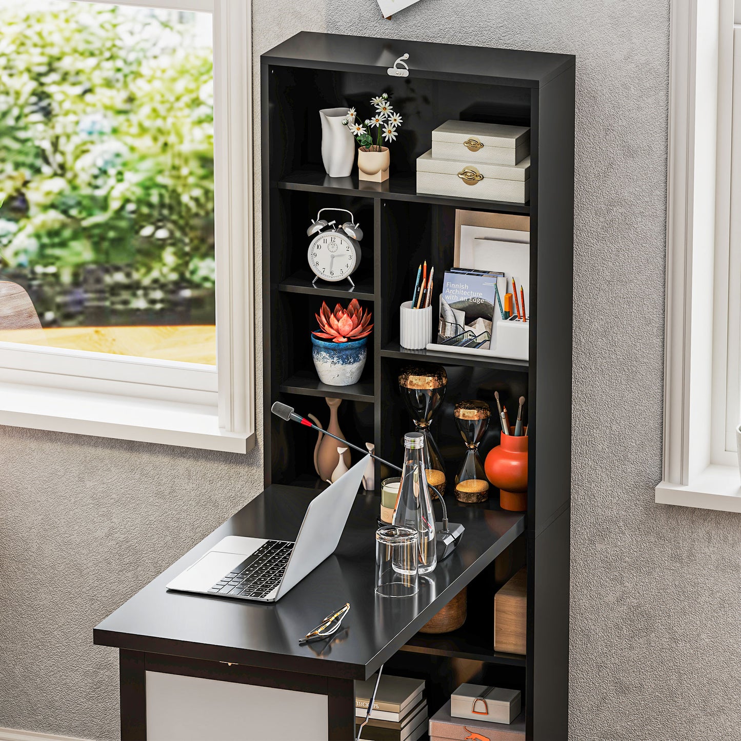 Three-Part Work Desk, with Storage and Chalkboard - Black