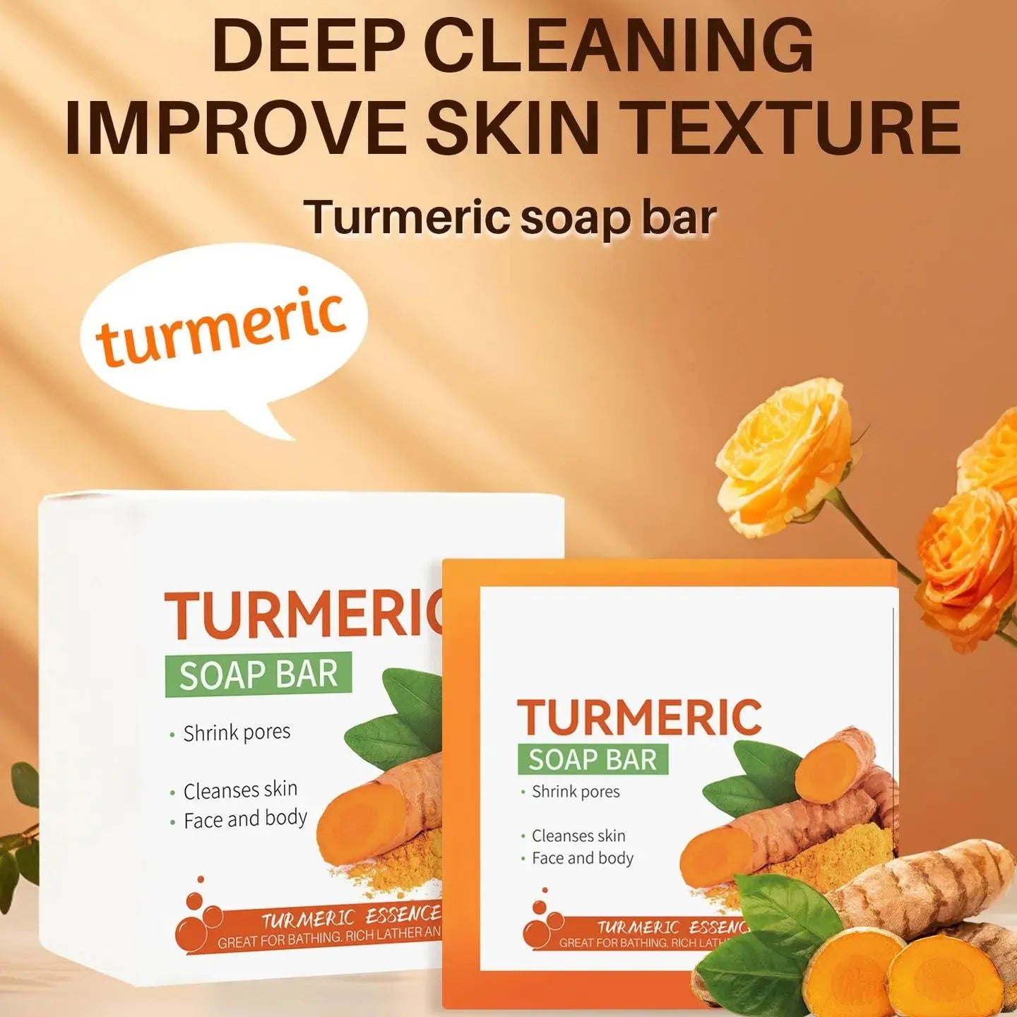Pack of 2 Handmade Turmeric Face And Body Soap Bar Cleaning Cleansing Block