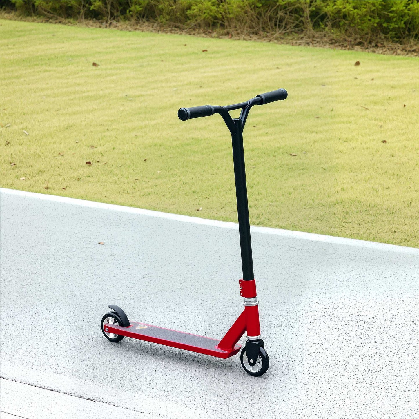 Stunt Scooter, 360° Entry Level Tricks Scooter w/ Lightweight Aluminium Deck and ABEC 7 Bearing, For Age 14+ Beginners, Red / Purple