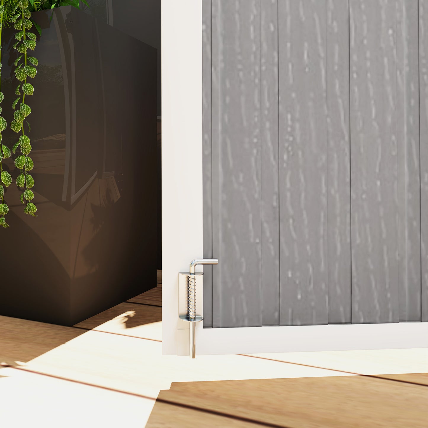 4.7 x 2.5FT Garden Shed, Double Bin Storage Shed with Lockable Doors, Outdoor Small Shed with Openable Lid for 2 Trash Cans, Garden Tools, Grey