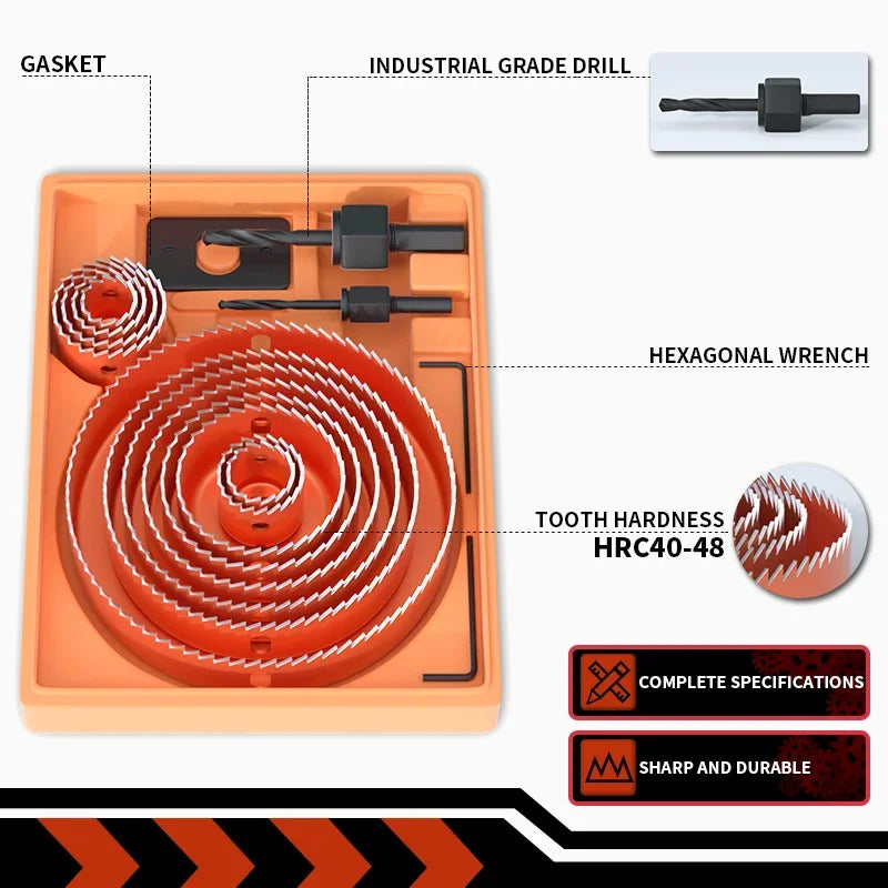 Hole Saw Cutter Cutting 8 Piece Set, Metal Core, 19-127mm Saw Cup Wood Crown, Drill Bit For Wood ,Woodworking Tools