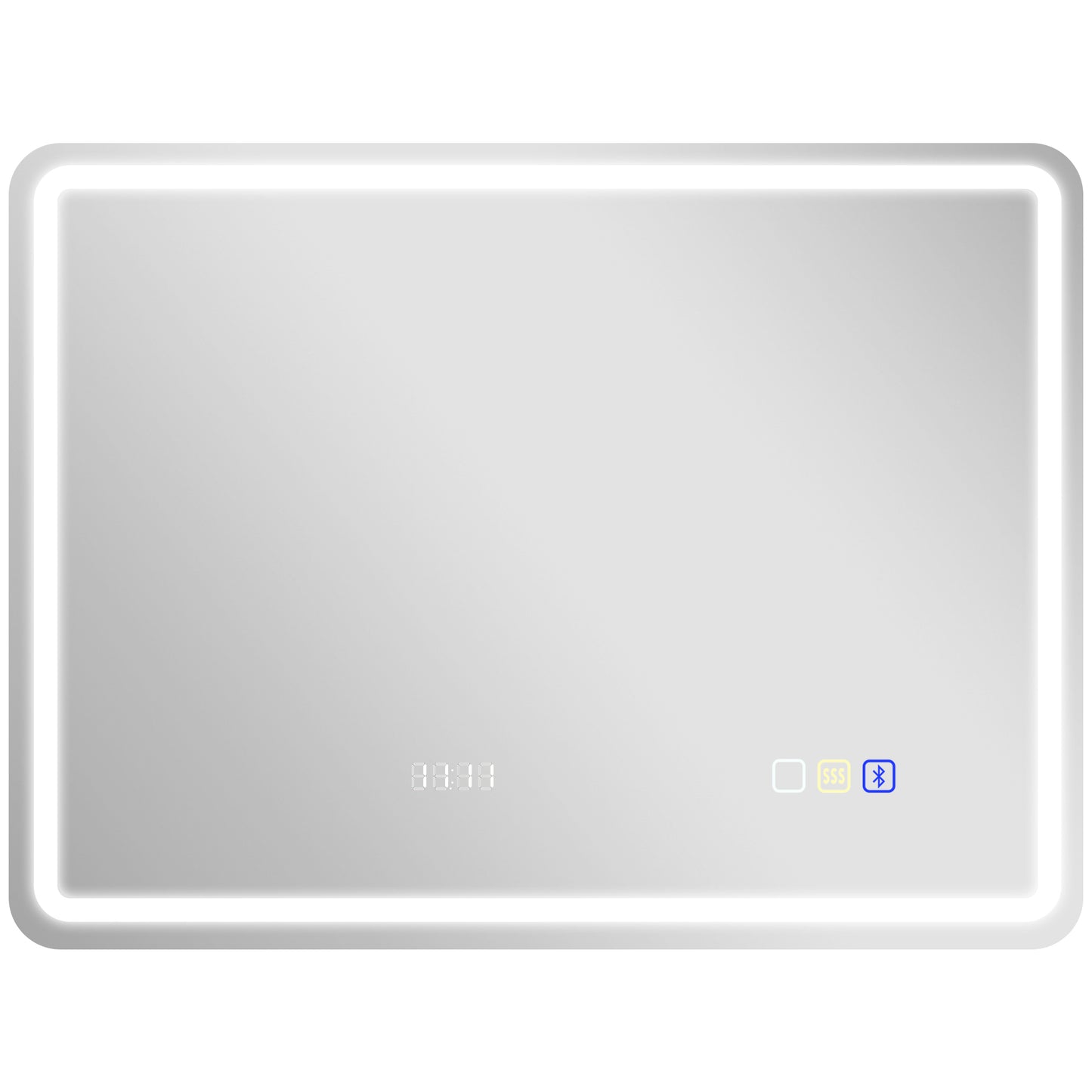 60 x 80 cm Bluetooth LED Bathroom Mirror with Clock Anti-Fog - Silver Tone