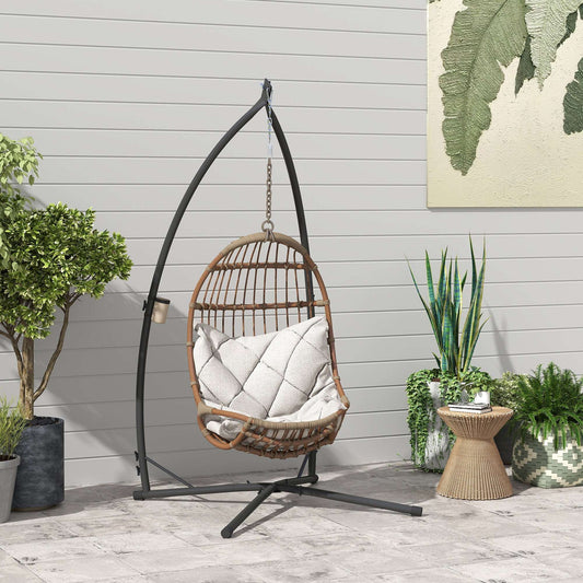 Hammock Chair Stand Only, Hanging Chair Stand with X-Shape Base, Heavy Duty Steel Single Hammock Egg Swing Frame for Indoor Outdoor