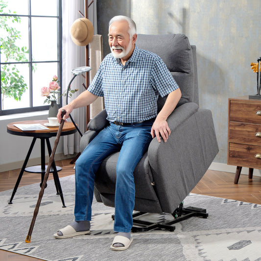 Electric Rise Recline Armchair, with Reading Light - Grey / Brown