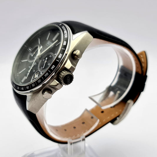 HUGO BOSS Driver Wrist Watch, Black Dial, Leather Strap - HB1513805