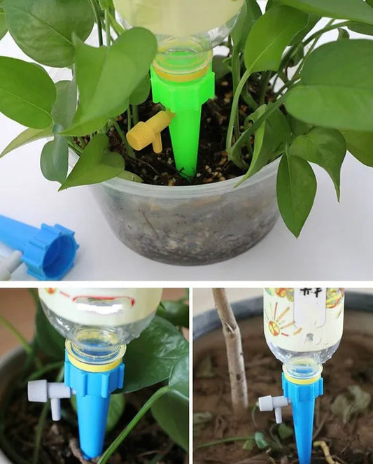 Self Watering Spikes Pack of 12 | Adjustable Valve | Automatic Irrigation | Herbs, Veg, Flowers & Houseplants | Plastic | Garden & Indoor Use