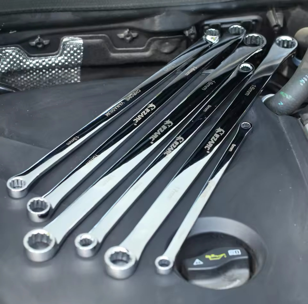 EZARC 6 Piece Wrenches Metric 8mm-19mm Extra Long Box End Spanner Set for Car Repair CRV Combination Durable Aviation Spanners