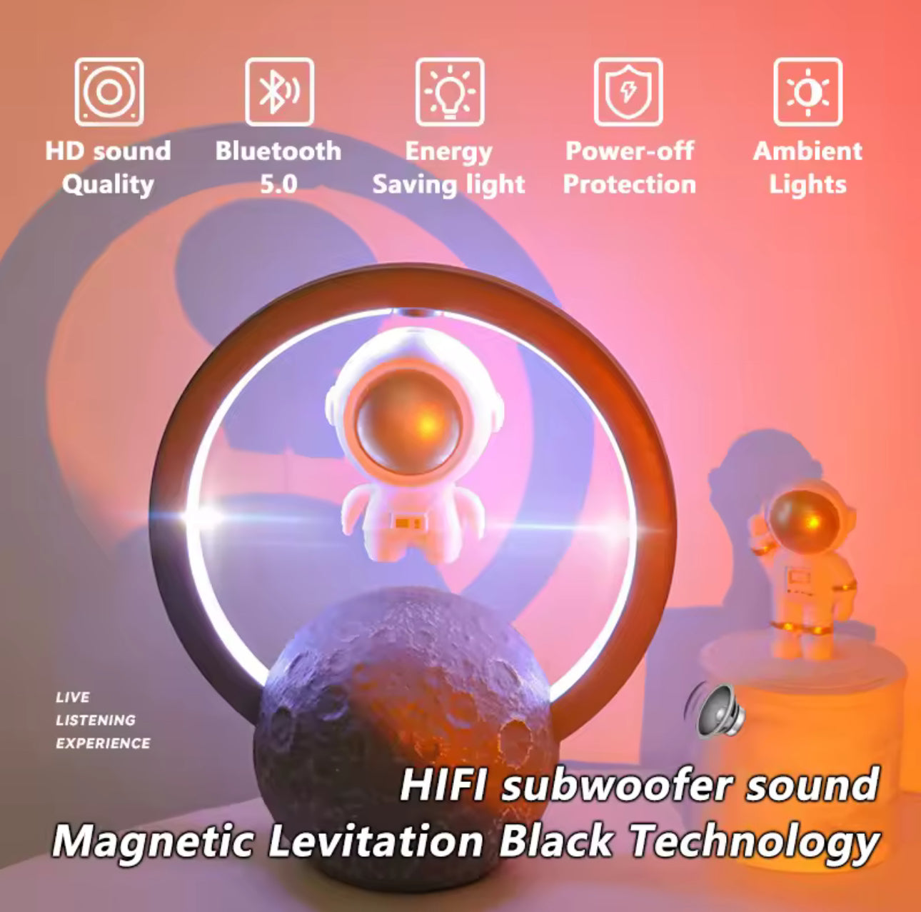 Astronaut Creative Mini Radio Outdoor Wireless Subwoofer Portable Audio Levitation Bluetooth Speaker