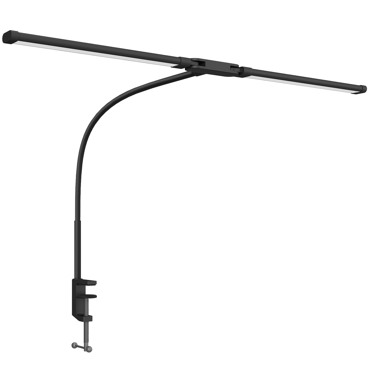 LED Desk Lamp with Clamp, Double Head Table Lamp with 3 Colour Modes & 10 Brightness Levels, Flexible Gooseneck Reading Desk Light for Study, Office, Work, Black