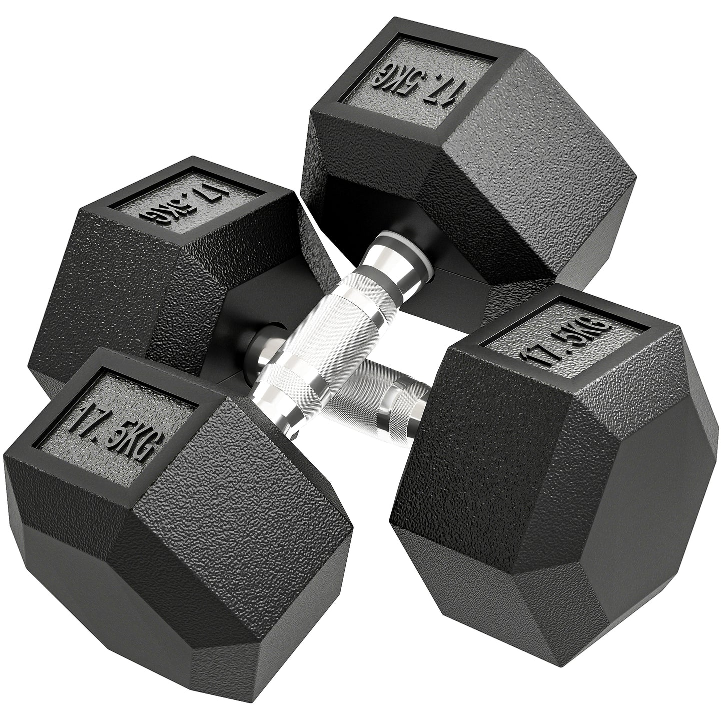 35KG Rubber Hex Dumbbell Portable Hand Weights Dumbbell Home Gym