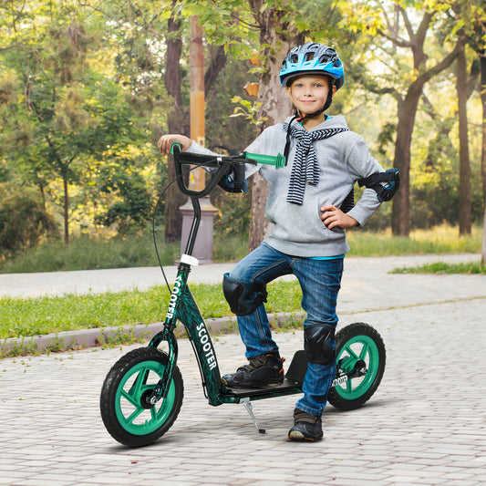 AIYAPLAY Kids Scooter with Adjustable Handlebar, Children's Kick Scooter with Non-slip Footplate, Rear Brake, Kickstand, Green / Blue / Red