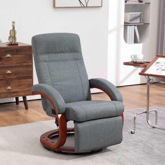 135° Manual Reclining Swivel Chair, with Footrest - Grey