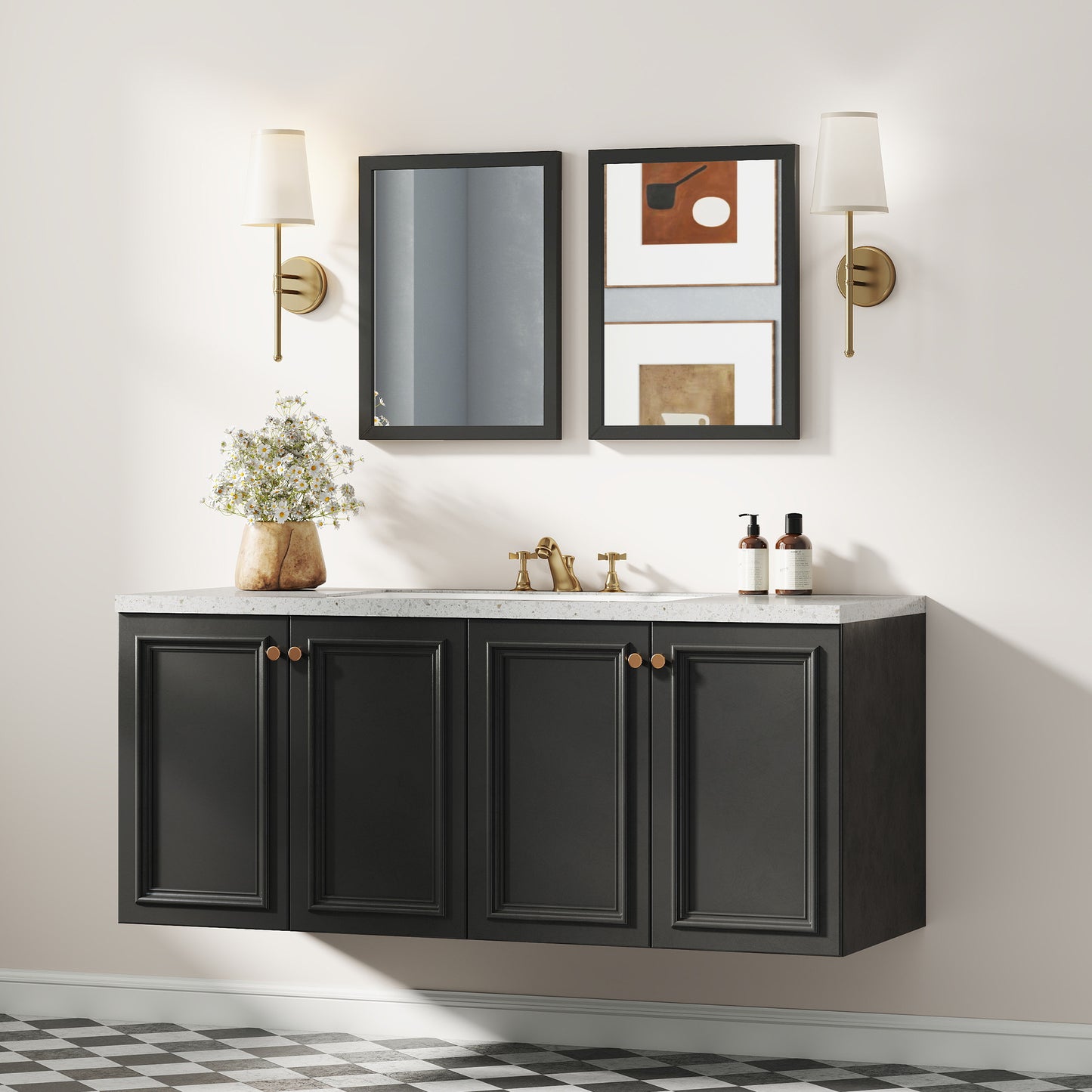 Set of 2 Wall Mirrors | Black Frame | 30 x 40 cm