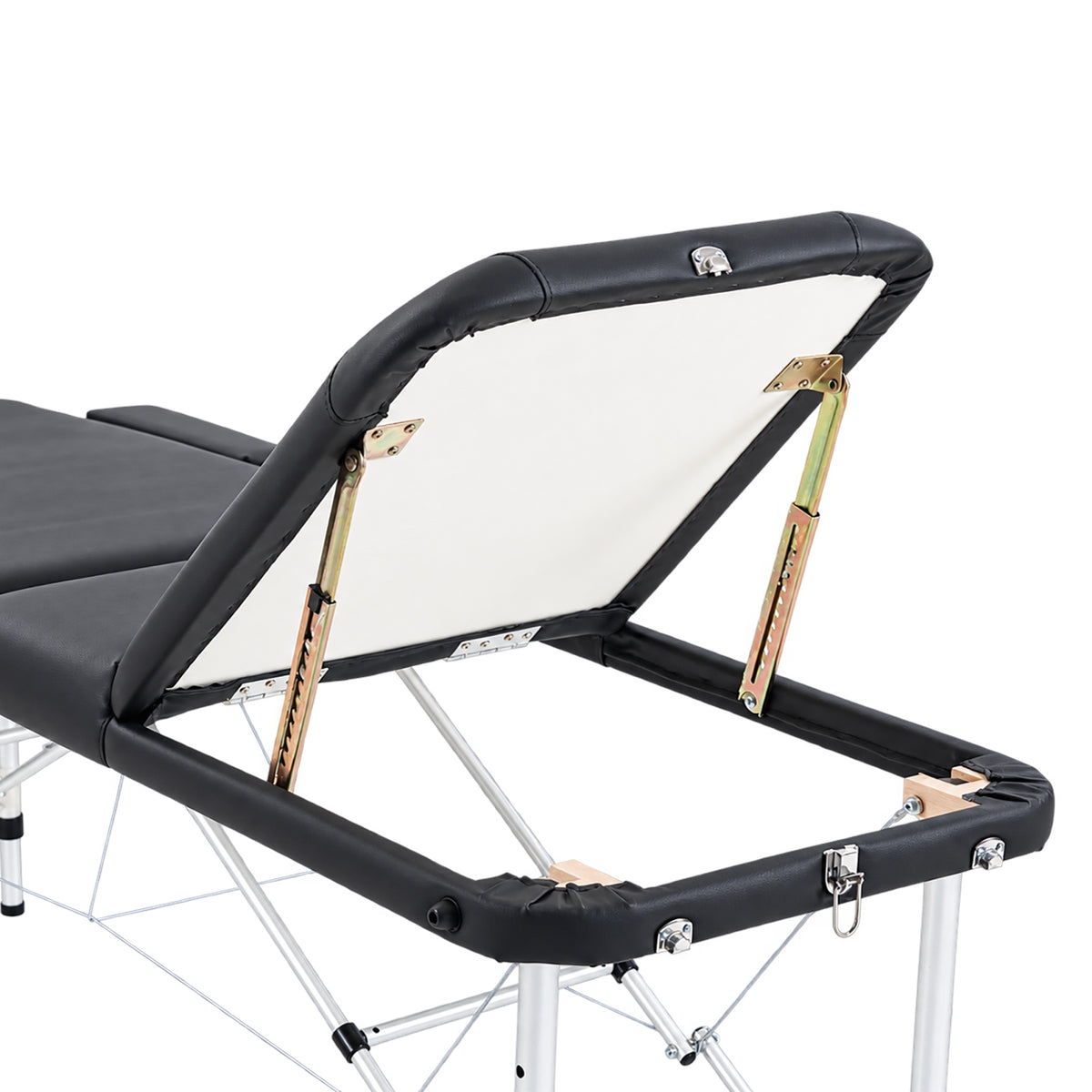 Portable Massage Table | 3-Section Folding Aluminium Beauty Couch | 9 Height Settings, Adjustable Backrest & Headrest | Black