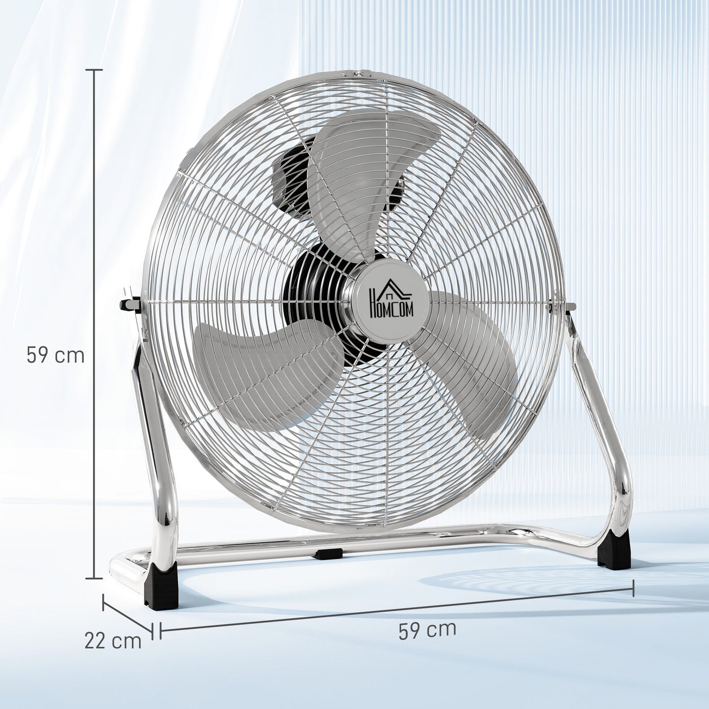 Metal Floor Fan, Electric Portable Desk & Table Fan with 3 Speed Settings and 120° Adjustable Tilt, Powerful Airflow for Home Office, Silver Tone