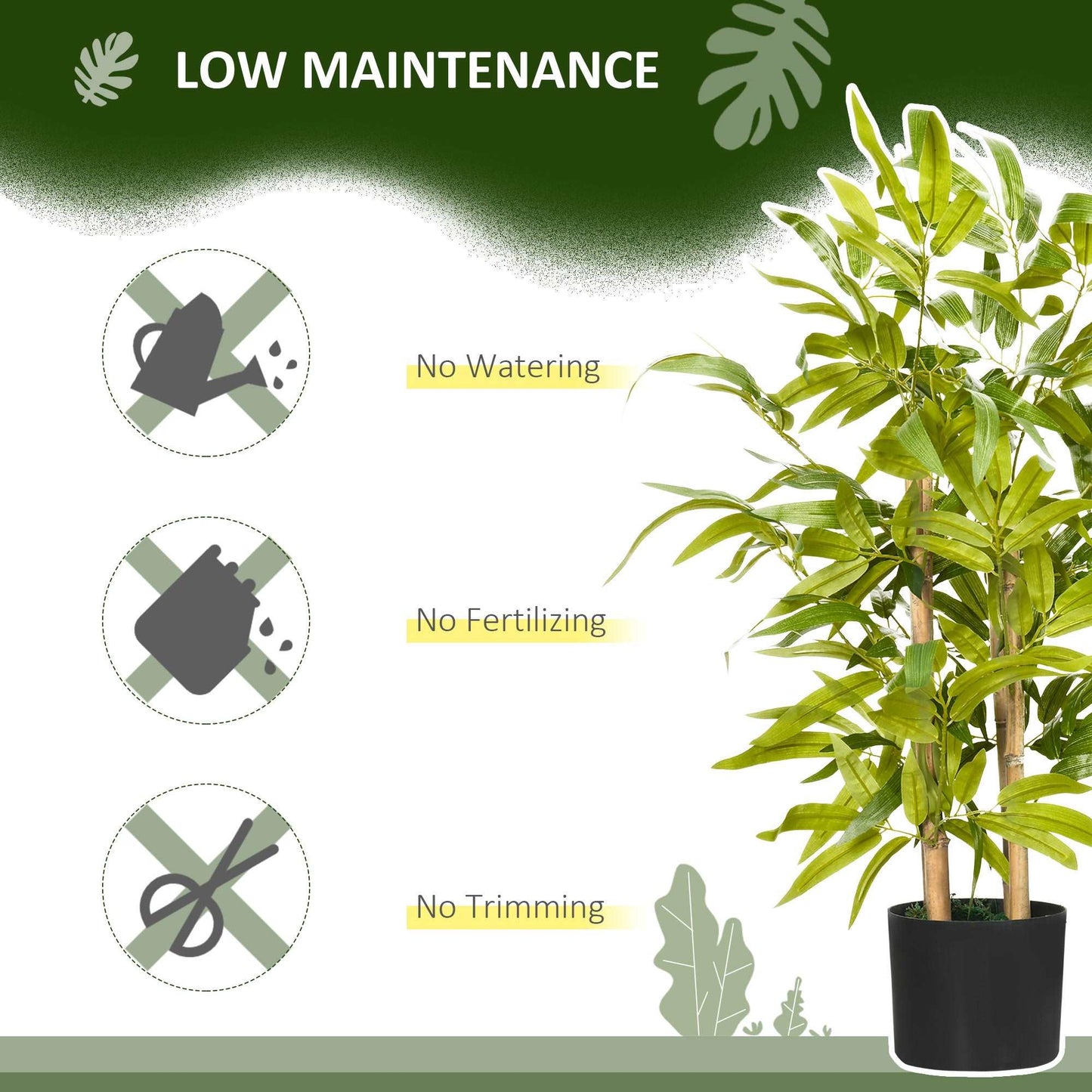 2 Piece Artificial Plants Bamboo Tree in Pot Desk Fake Plants for Home Indoor Outdoor Decor, 15x15x60cm, Green