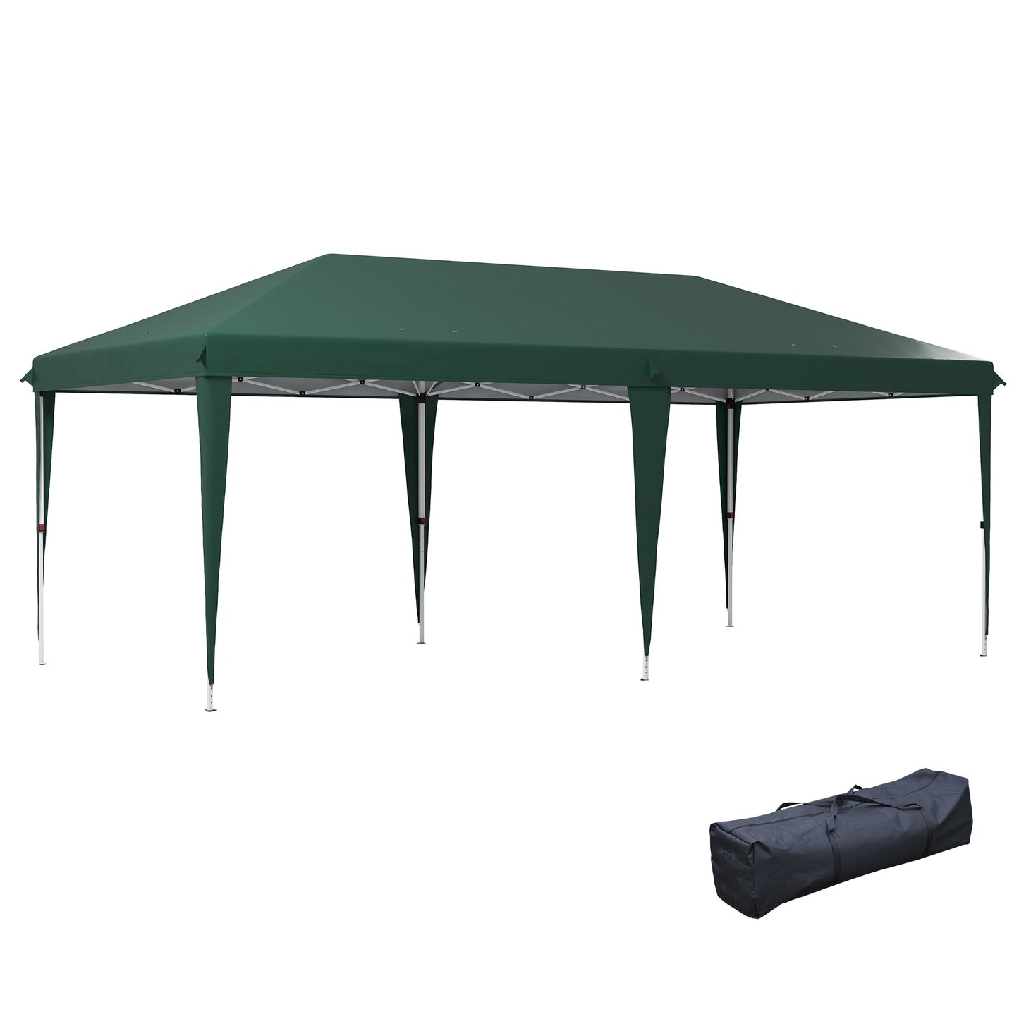 Outsunny Pop Up Gazebo, Double Roof Foldable Canopy Height Adjustable Canopy w/ Carrying Bag, 6 m x 3 m x 2.65 m, Green