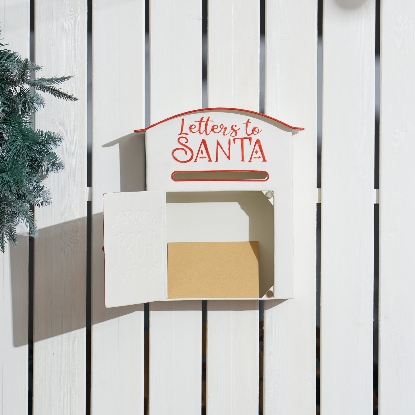 Post Box Letters to Santa Mailbox, Wall Mounted Postbox, Christmas Decoration for Indoor and Outdoor, White