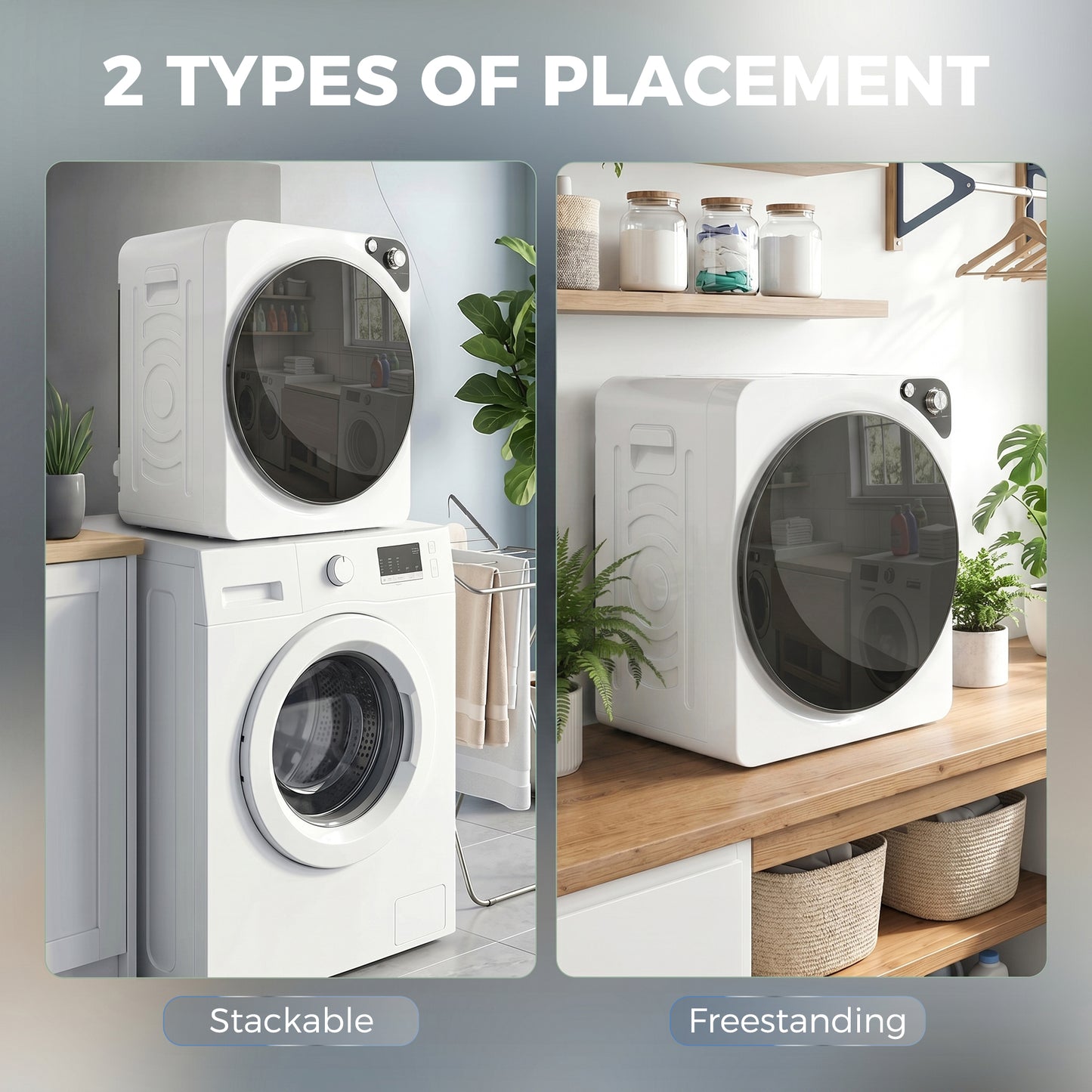 Compact Vented Tumble Dryer | 5kg | 1000W | 5 Drying Modes | Stainless Steel Drum | Stackable | 54dB | White