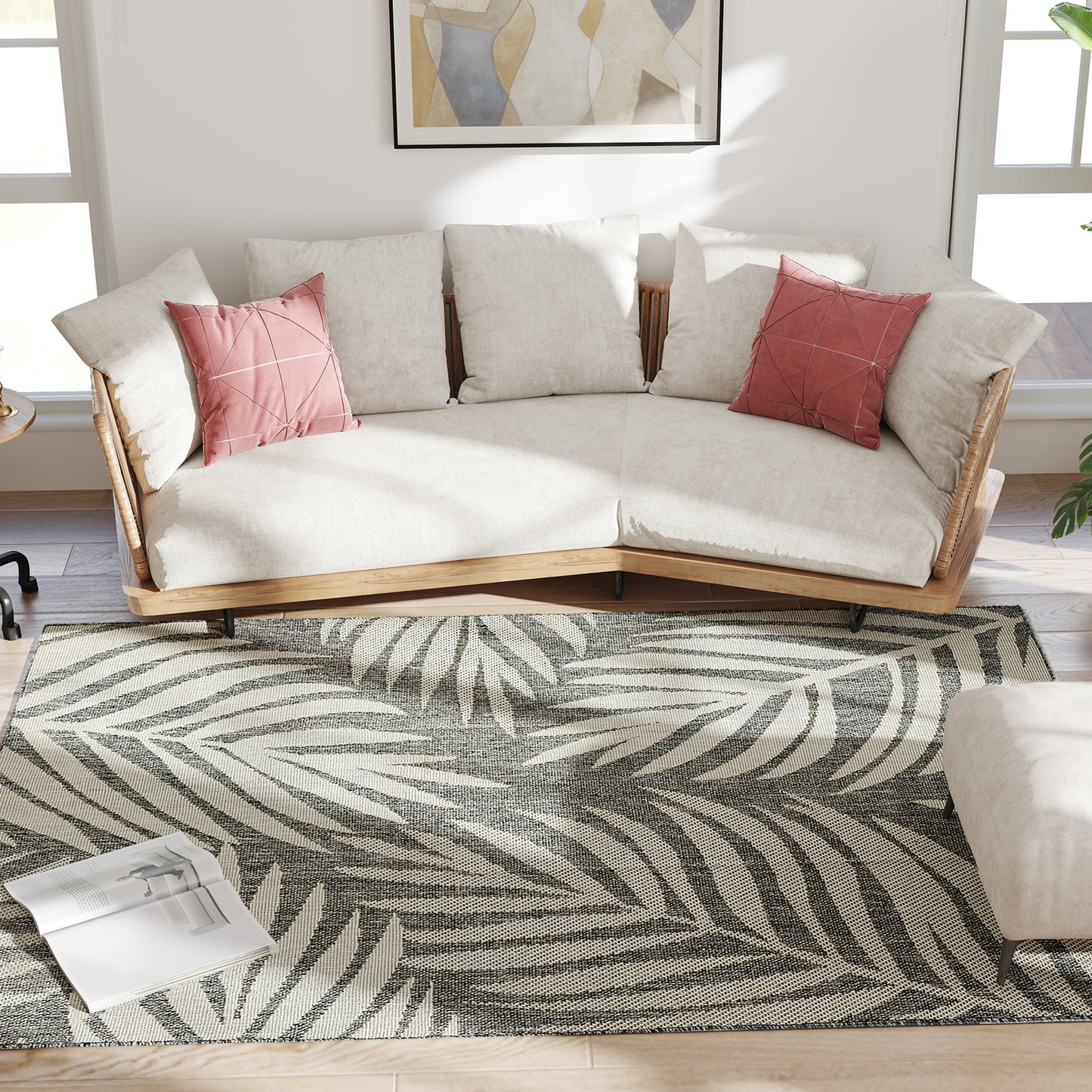 UV Resistant Indoor & Outdoor Area Rug, Easy-Cleaning Machine Washable Rug for Patio, Garden, Kitchen, Bathroom or Living Room, 230 x 160 cm, Grey