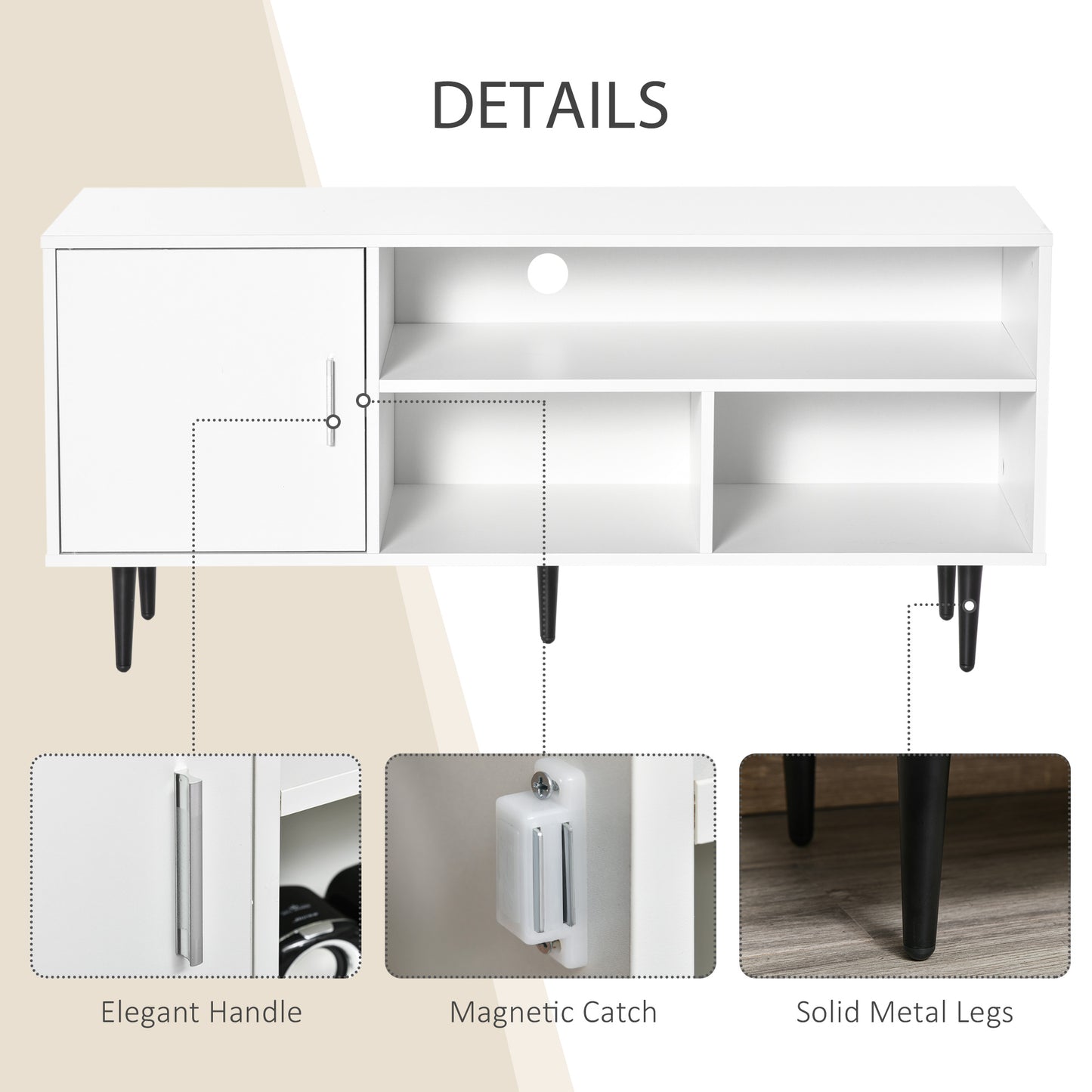 TV Stand Cabinet for TVs up to 60 Inches - White