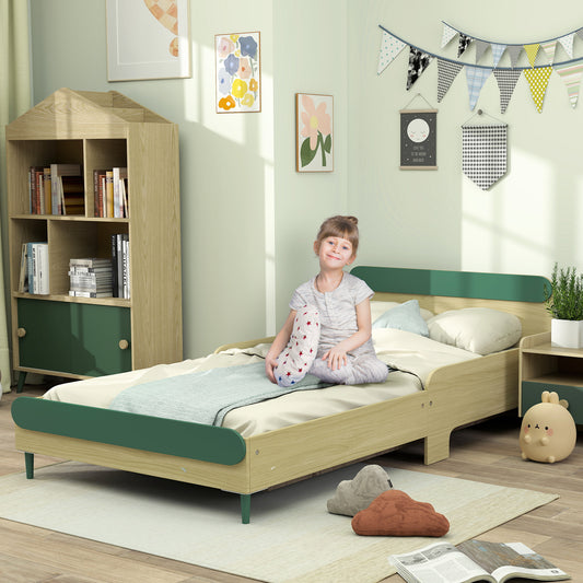 Toddler Bed with Safety Rail for Ages 3-10 Years, 195 x 103 x 60.5cm, Green