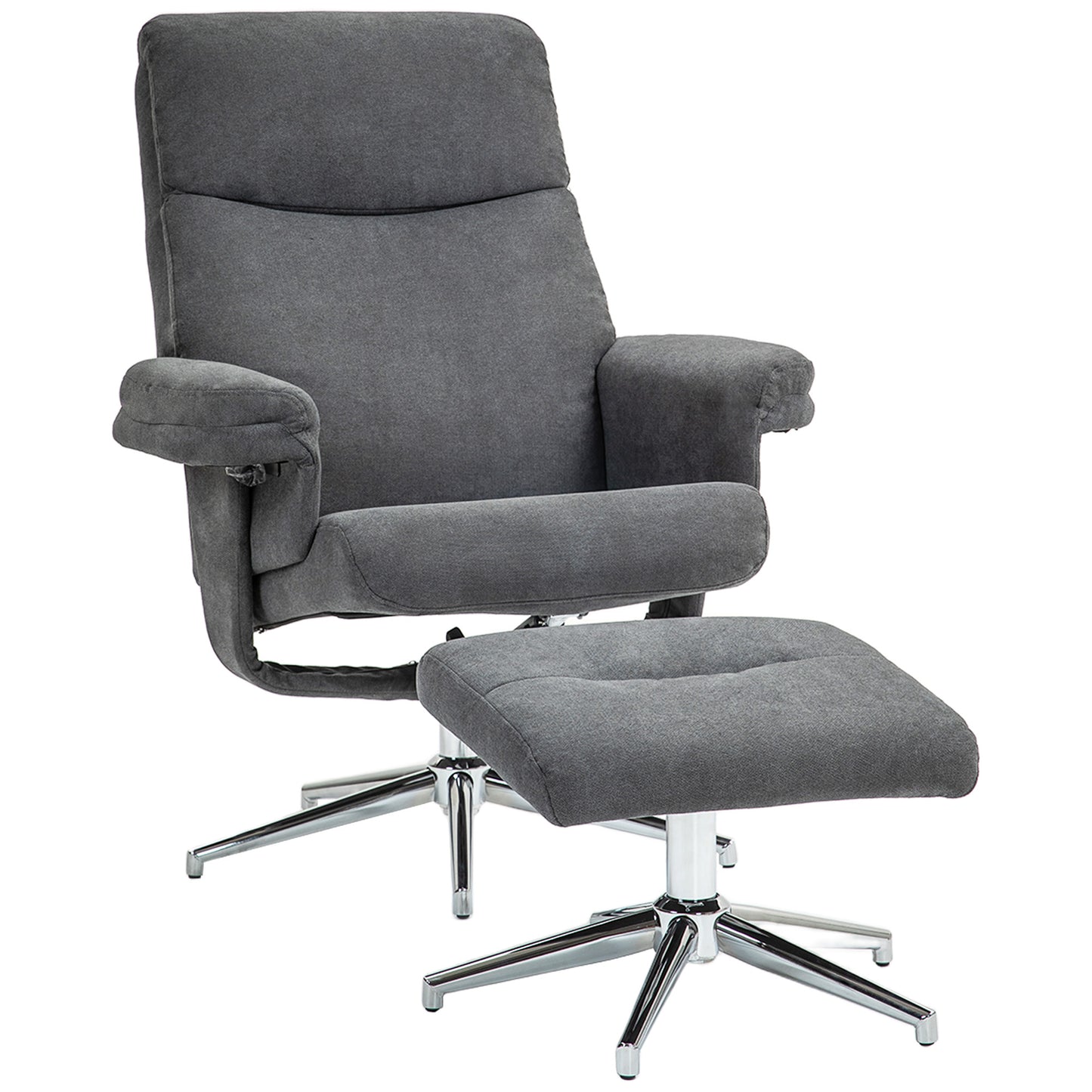 Recliner Chair with Footstool, Upholstered Velvet Fabric Armchair with Adjustable Back, Solid Wood Frame for Living Room
