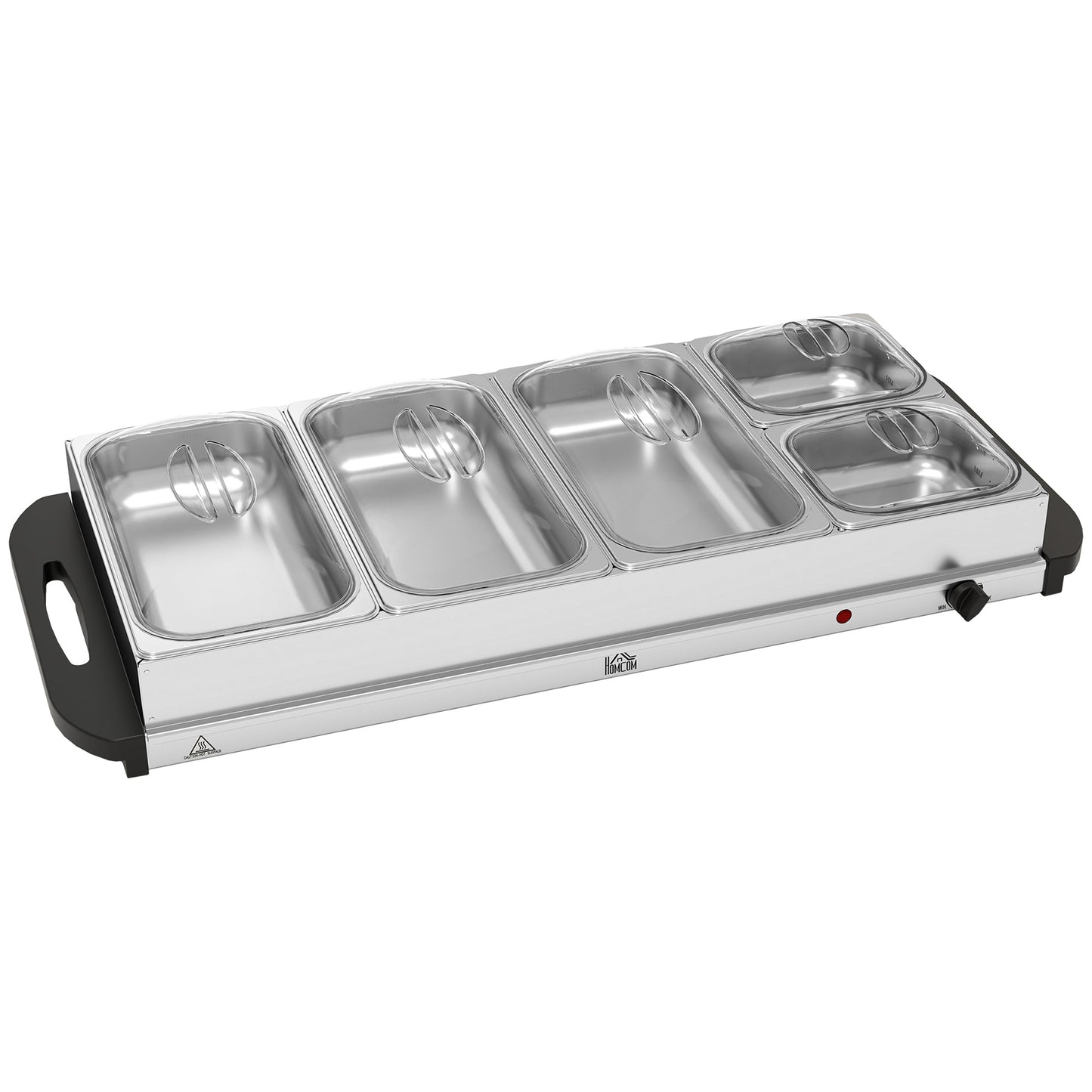 Electric Food Warmer 5 Tray, 9.2L Portable Buffet Server and Warming Tray with Lids, Adjustable Temperature Control and Cool Touch Handles