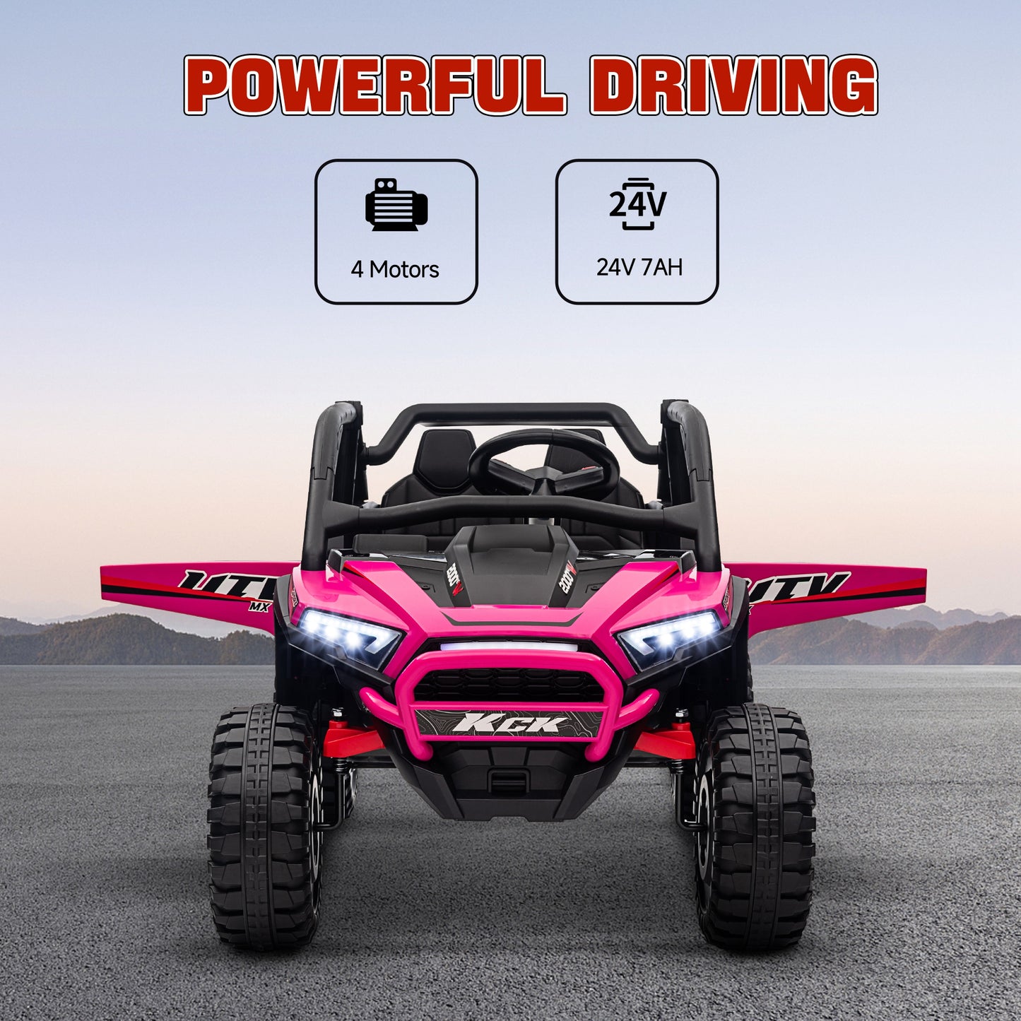 AIYAPLAY 2 Seater 24V 7AH Ride on Truck, Battery Powered Electric Ride On Car w/ Remote, Suspension, 3 Speeds - Pink / White